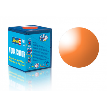 TINTA ACRÍLICA AQUA COLOR SOLÚVEL EM ÁGUA LARANJA TRANSPARENTE 18ML 730 REVELL REV 36730